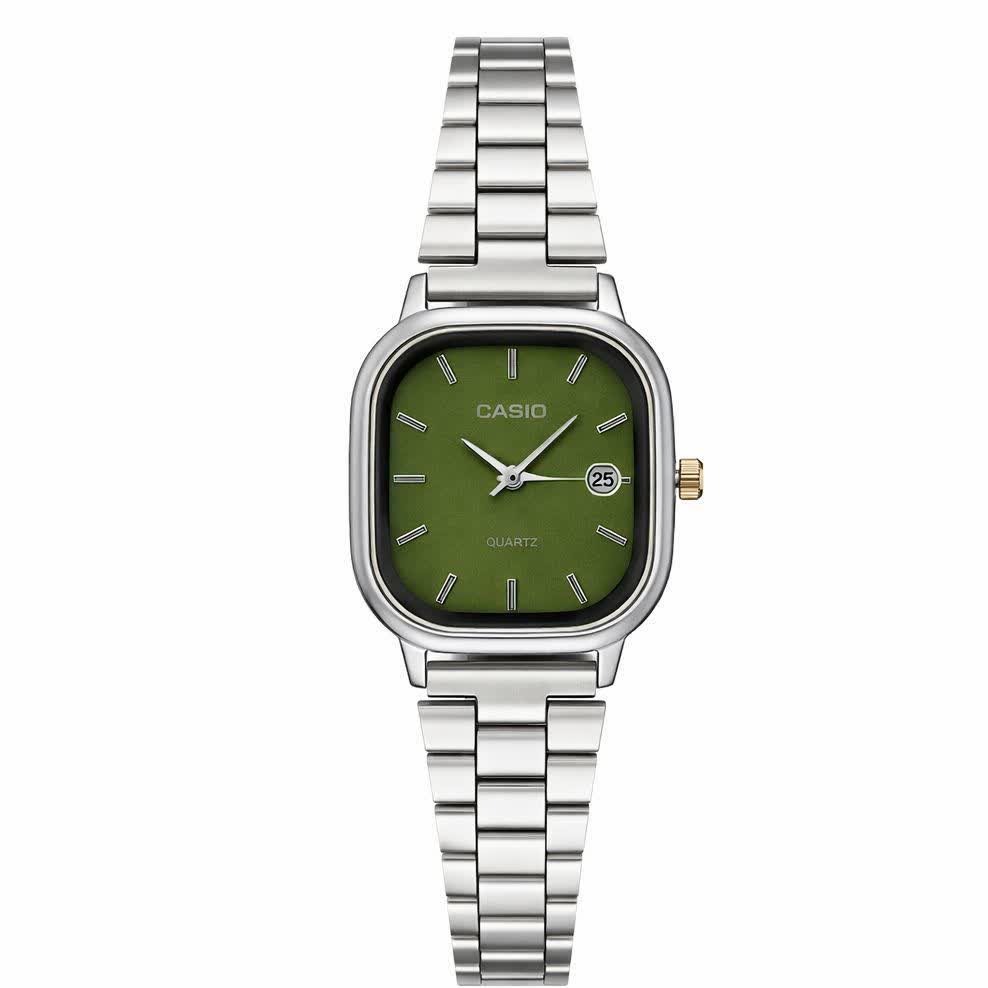 ساعت مچی زنانه کاسیو اولدمانی CASIO موتور ژاپن صفحه سبز