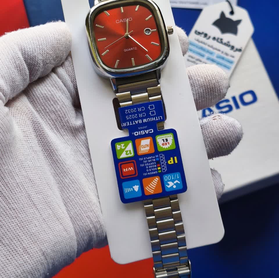 ساعت مچی مردانه کاسیو اولدمانی CASIO موتور ژاپن صفحه سرخ