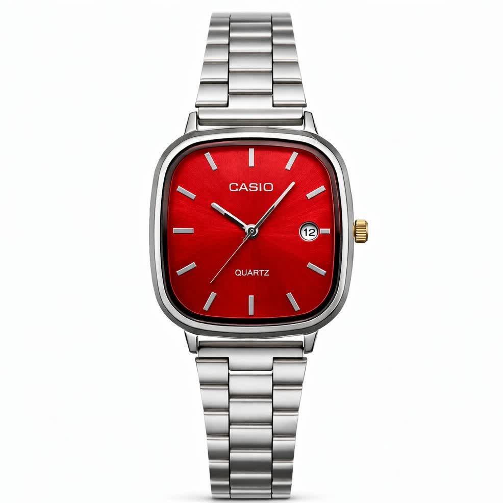 ساعت مچی مردانه کاسیو اولدمانی CASIO موتور ژاپن صفحه سرخ