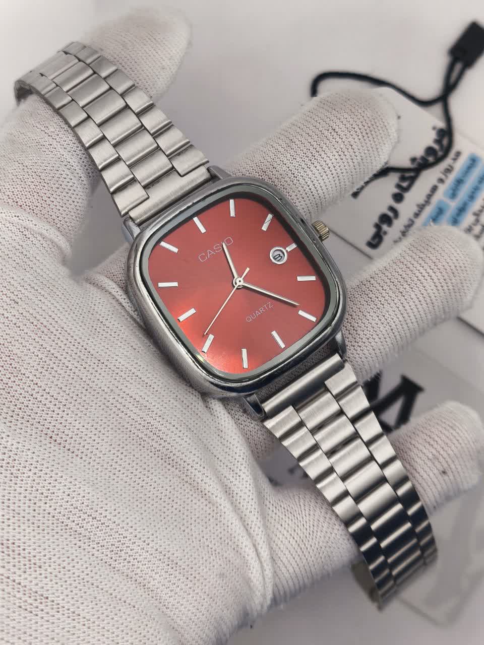 ساعت مچی مردانه کاسیو اولدمانی CASIO موتور ژاپن صفحه سرخ