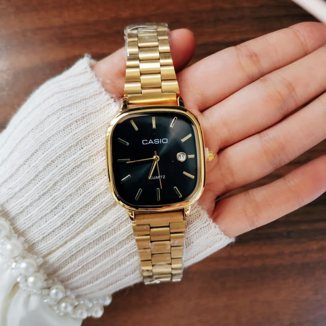 ساعت مچی زنانه کاسیو اولدمانی CASIO موتور ژاپن طلایی مشکی