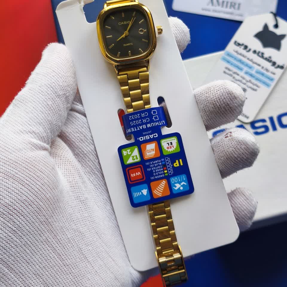 ساعت مچی زنانه کاسیو اولدمانی CASIO موتور ژاپن طلایی مشکی