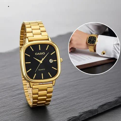 ساعت مچی زنانه کاسیو اولدمانی CASIO موتور ژاپن طلایی مشکی