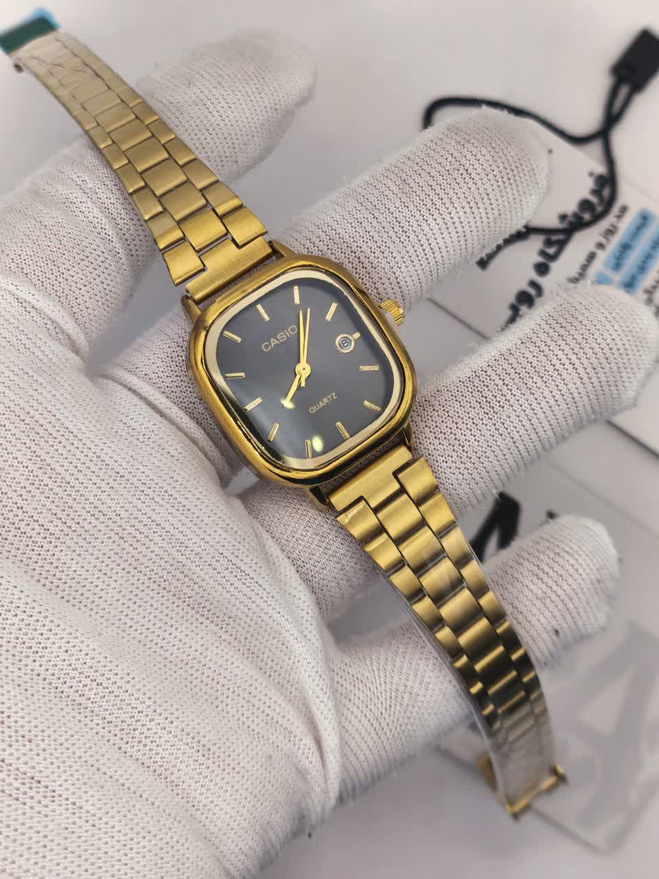 ساعت مچی زنانه کاسیو اولدمانی CASIO موتور ژاپن طلایی مشکی