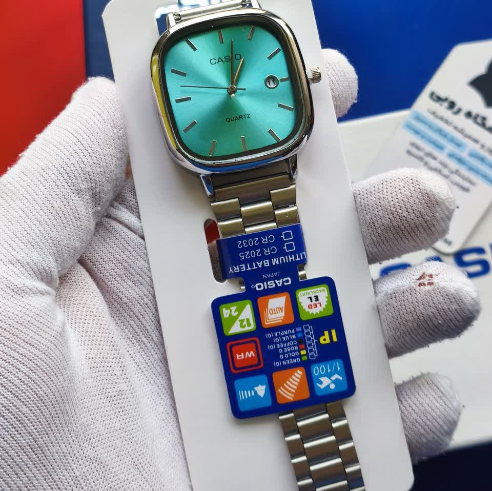 ساعت مچی مردانه کاسیو اولدمانی CASIO موتور ژاپن صفحه فیروزه ای