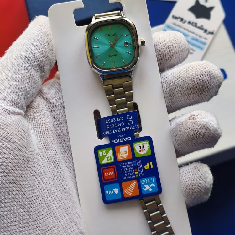 ساعت مچی زنانه کاسیو اولدمانی CASIO موتور ژاپن صفحه فیروزه ای
