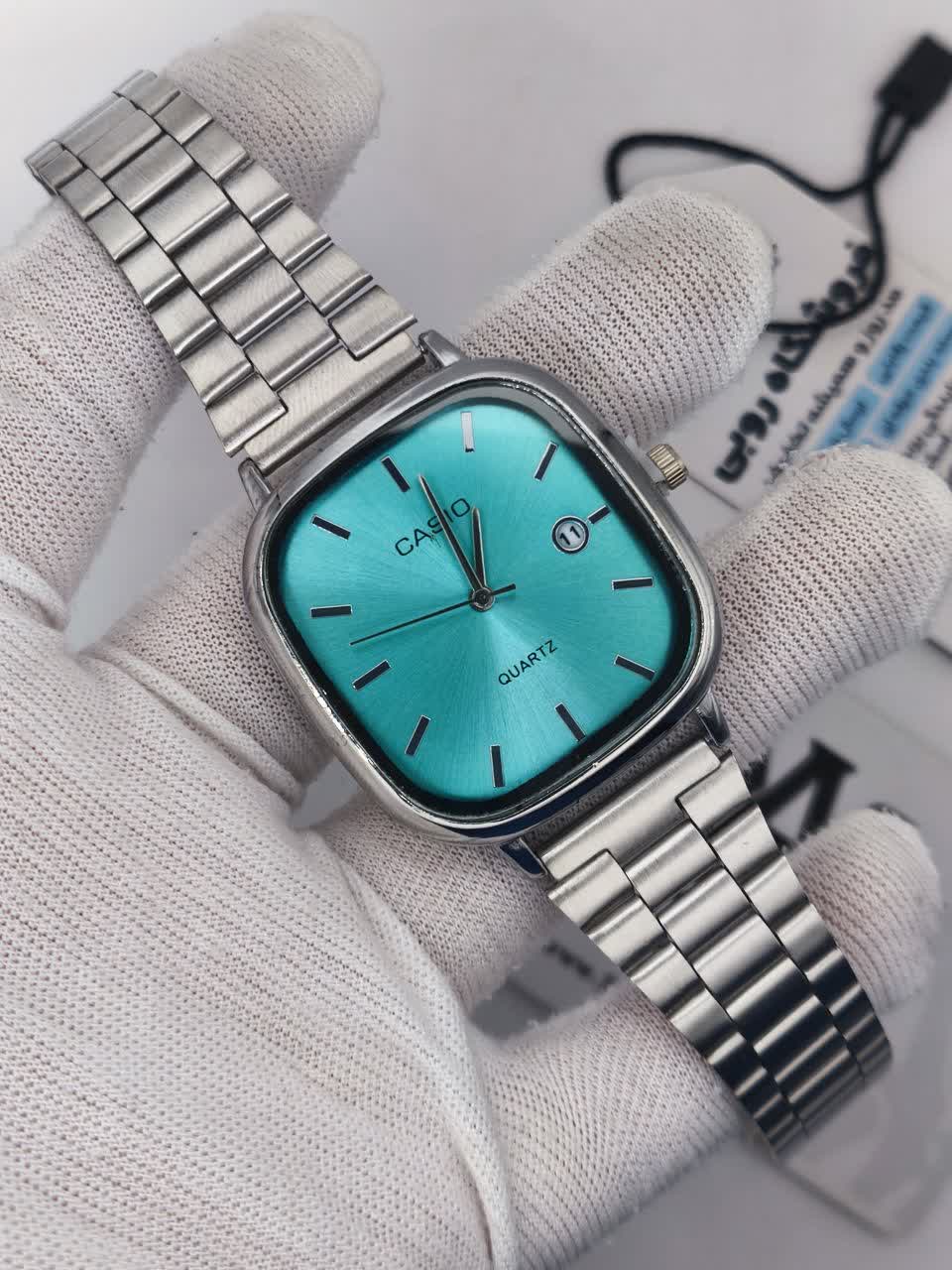 ساعت مچی مردانه کاسیو اولدمانی CASIO موتور ژاپن صفحه فیروزه ای