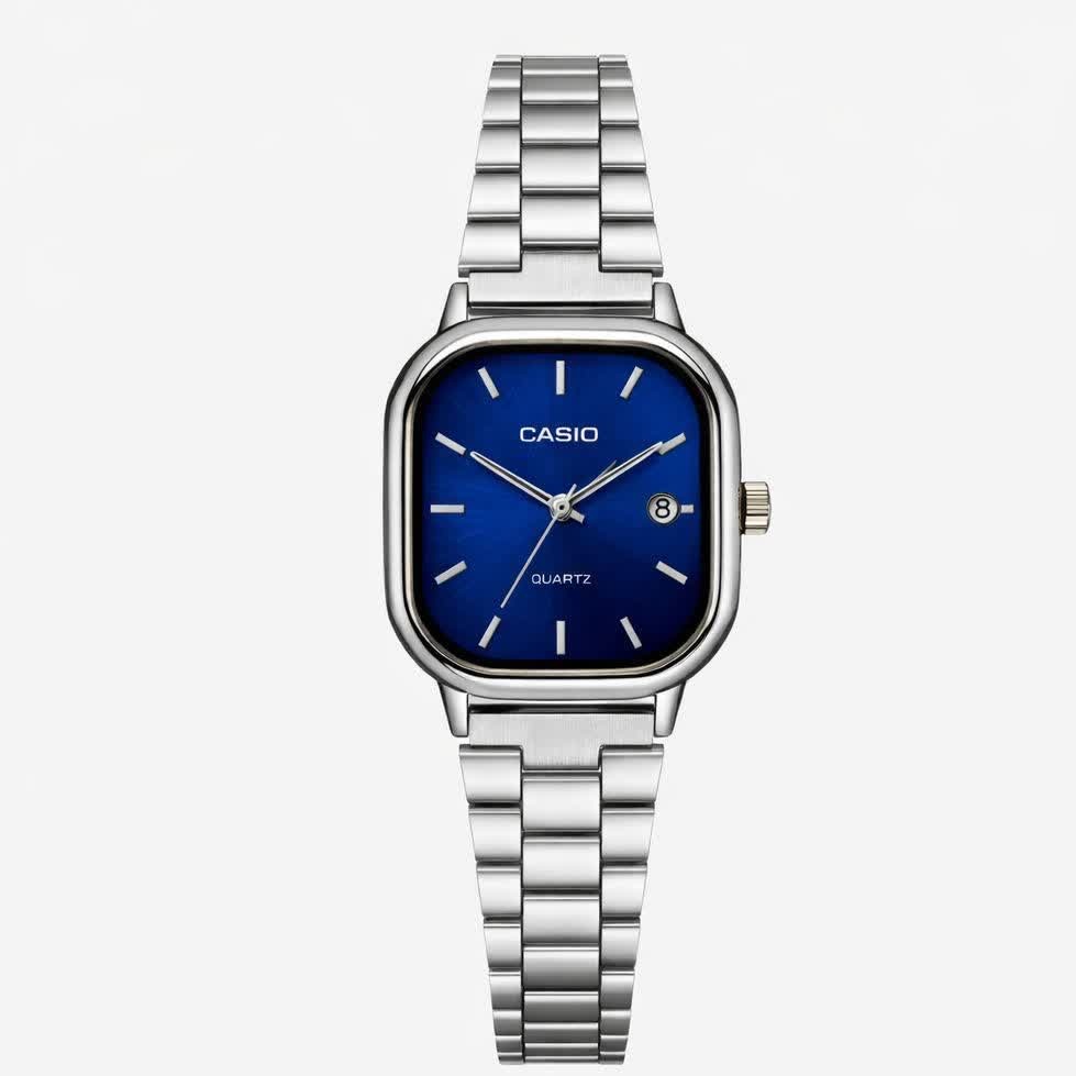 ساعت مچی زنانه کاسیو اولدمانی CASIO موتور ژاپن صفحه آبی