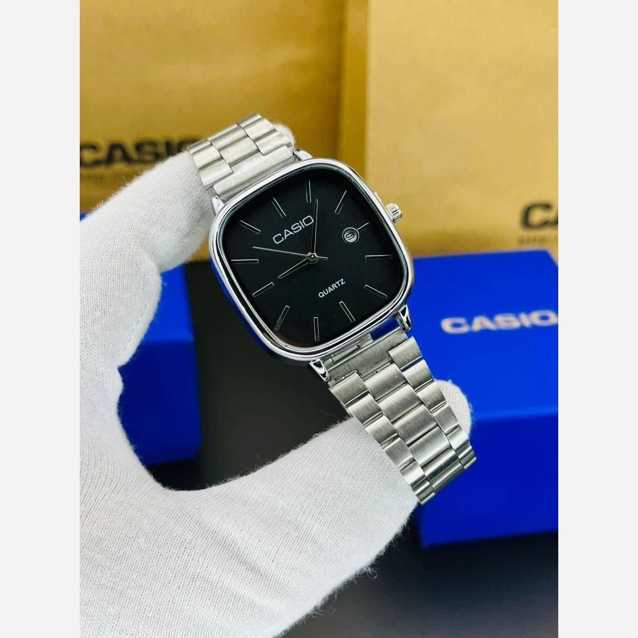 ساعت مچی زنانه کاسیو اولدمانی CASIO موتور ژاپن صفحه مشکی
