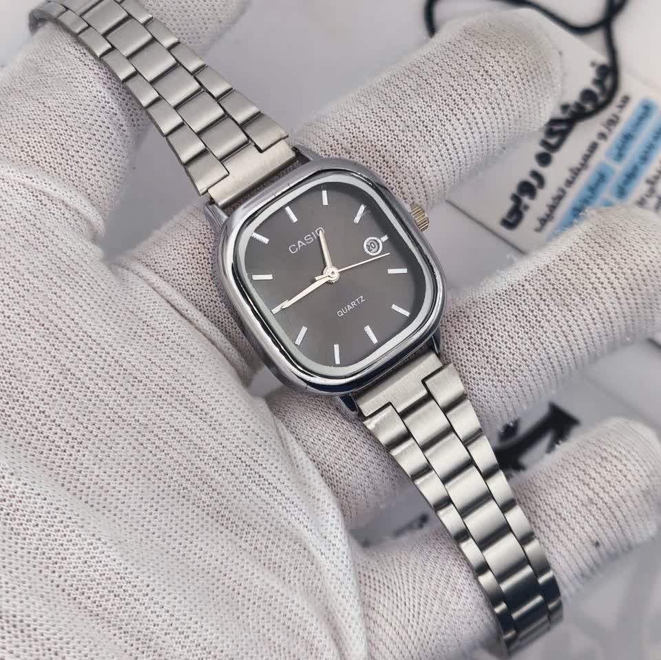 ساعت مچی زنانه کاسیو اولدمانی CASIO موتور ژاپن صفحه مشکی