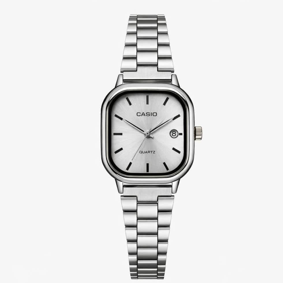 ساعت مچی زنانه کاسیو اولدمانی CASIO موتور ژاپن تمام نقره ای