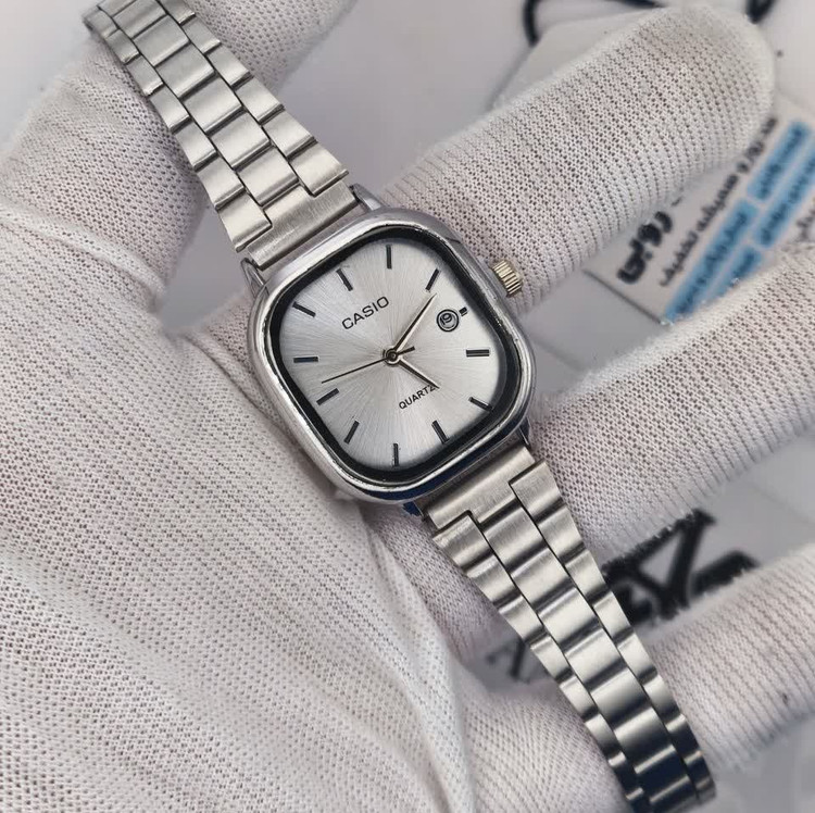 ساعت مچی زنانه کاسیو اولدمانی CASIO موتور ژاپن تمام نقره ای