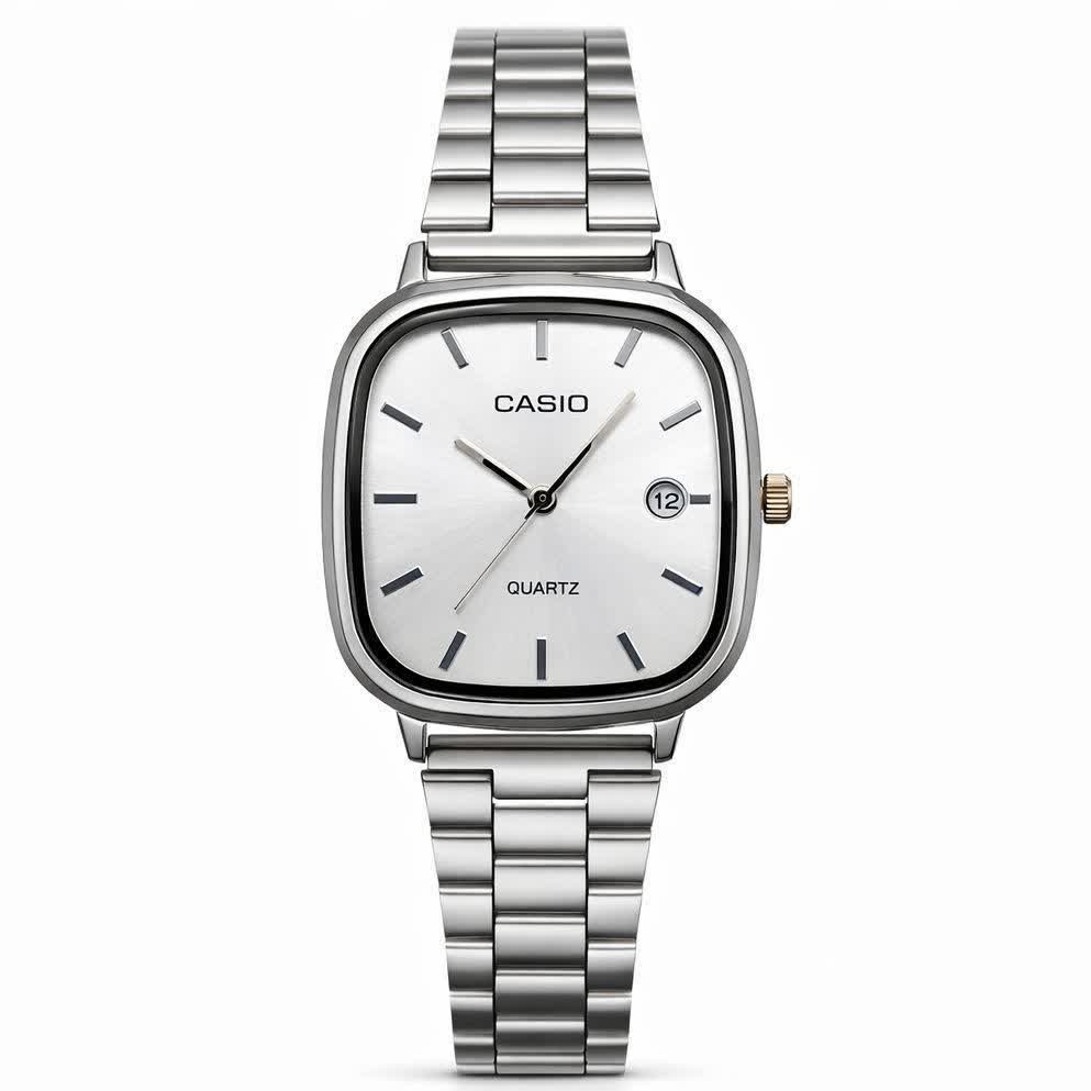 ساعت مچی مردانه کاسیو اولدمانی CASIO موتور ژاپن تمام نقره ای