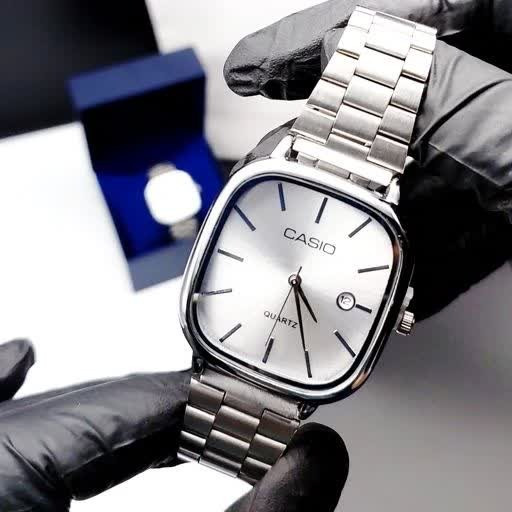 ساعت مچی مردانه کاسیو اولدمانی CASIO موتور ژاپن تمام نقره ای