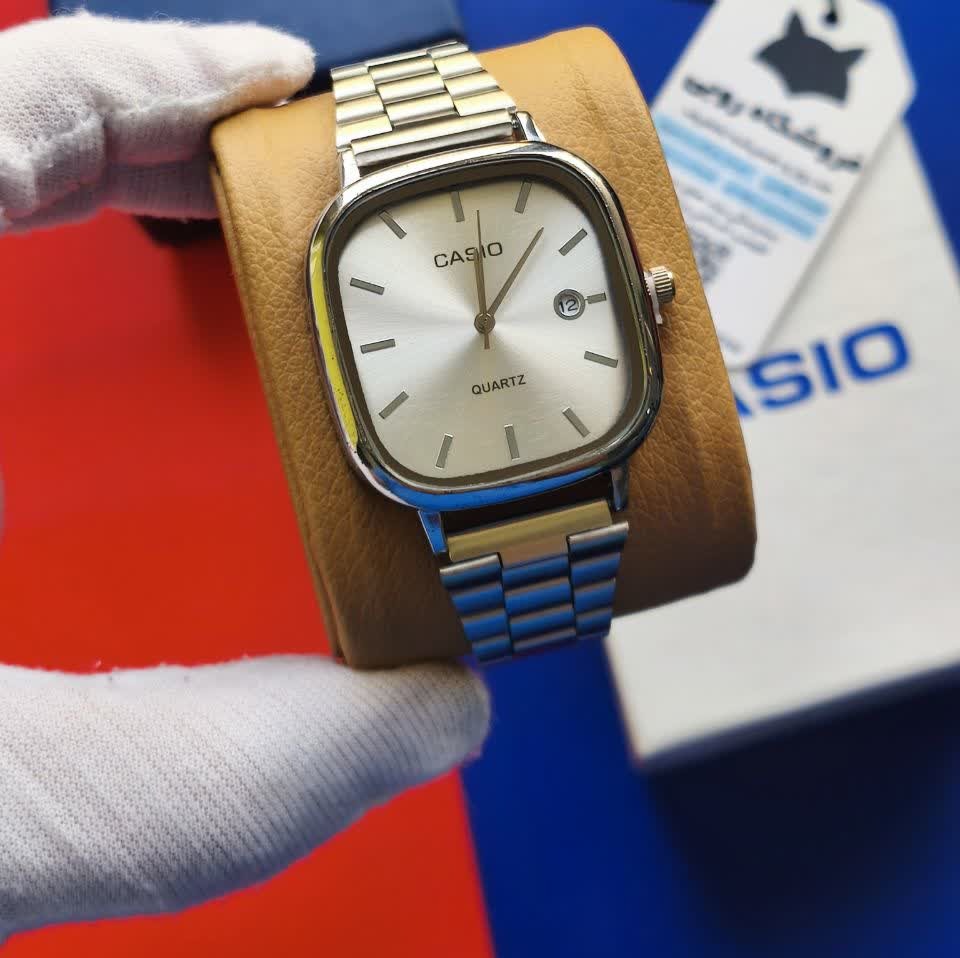 ساعت مچی مردانه کاسیو اولدمانی CASIO موتور ژاپن تمام نقره ای