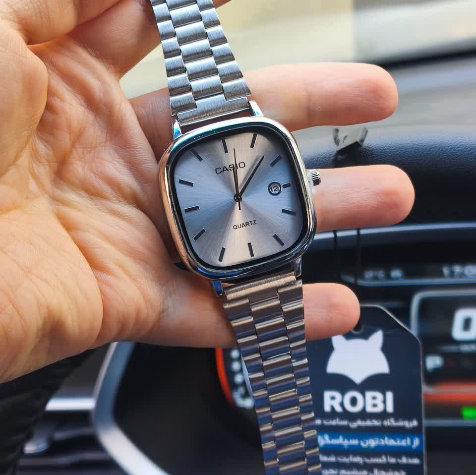 ساعت مچی مردانه کاسیو اولدمانی CASIO موتور ژاپن تمام نقره ای