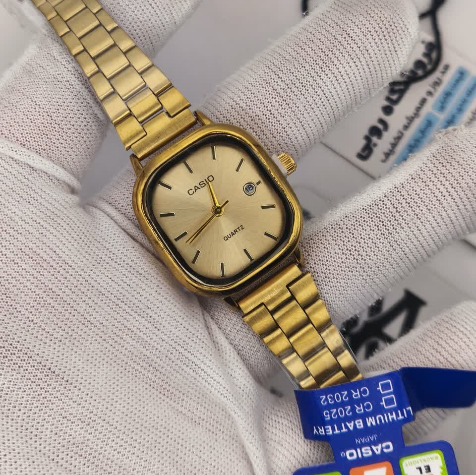 ساعت مچی زنانه کاسیو اولدمانی CASIO موتور ژاپن تمام طلایی
