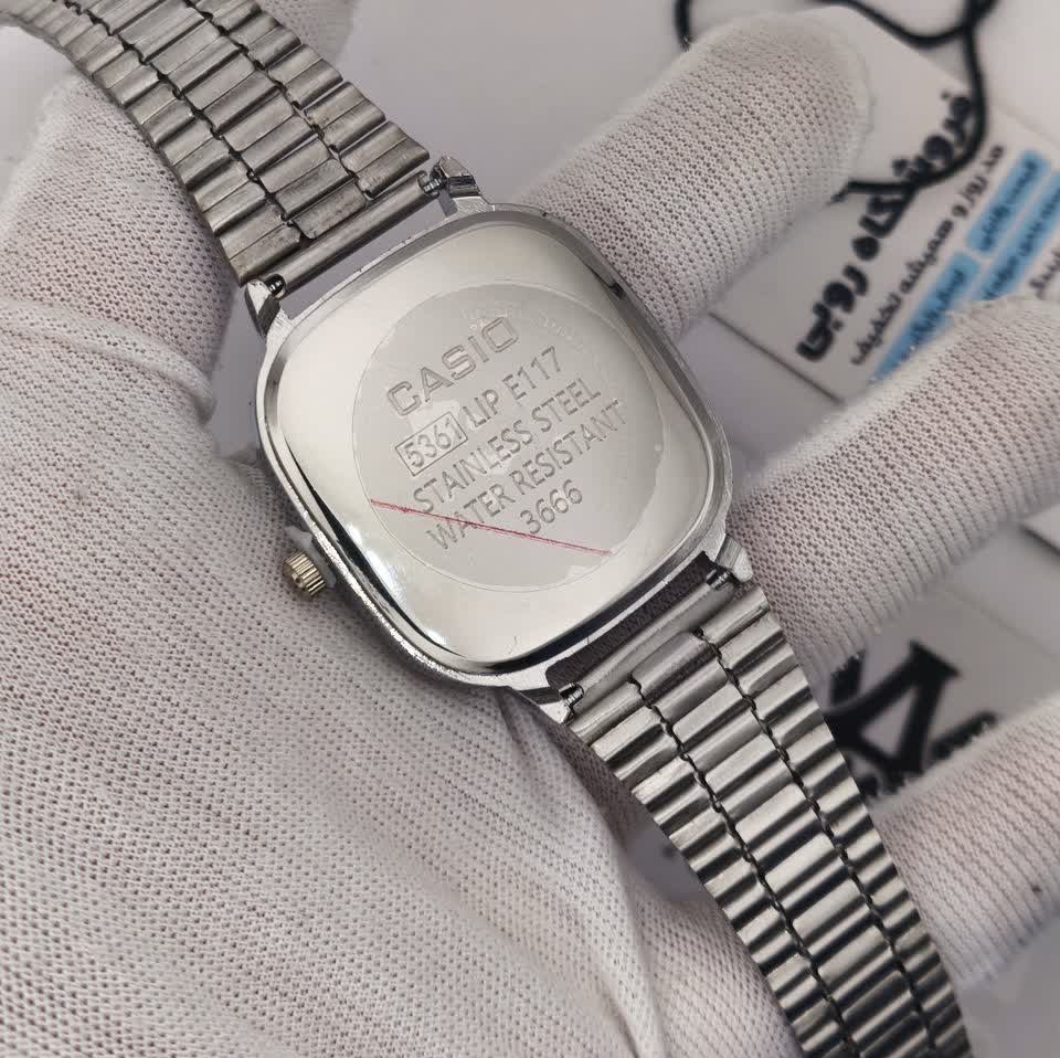 ست ساعت مچی مردانه و زنانه کاسیو اولدمانی CASIO موتور ژاپن صفحه تمام نقره ای