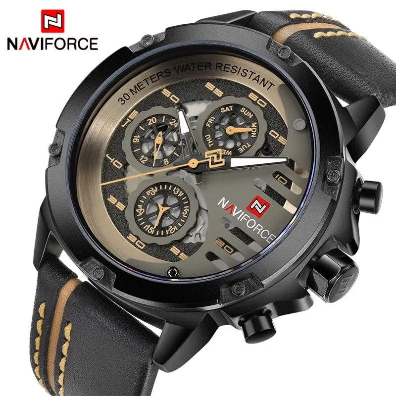 ساعت مچی نیوی فورس مردانه کرنوگراف NAVIFORCE مدل NF9110 موتور ژاپن مشکی