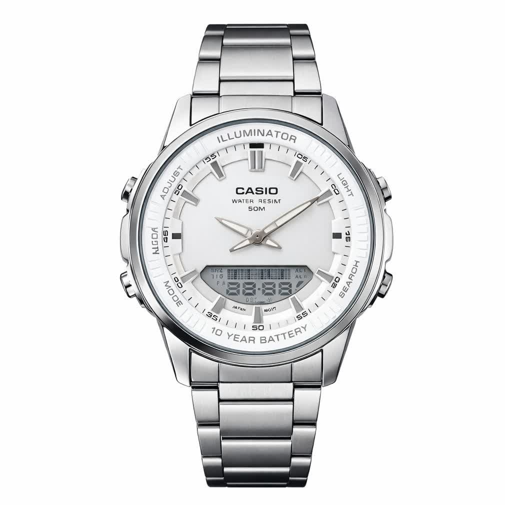 ساعت مچی عقربه ای و دیجیتال کاسیو CASIO صفحه سفید