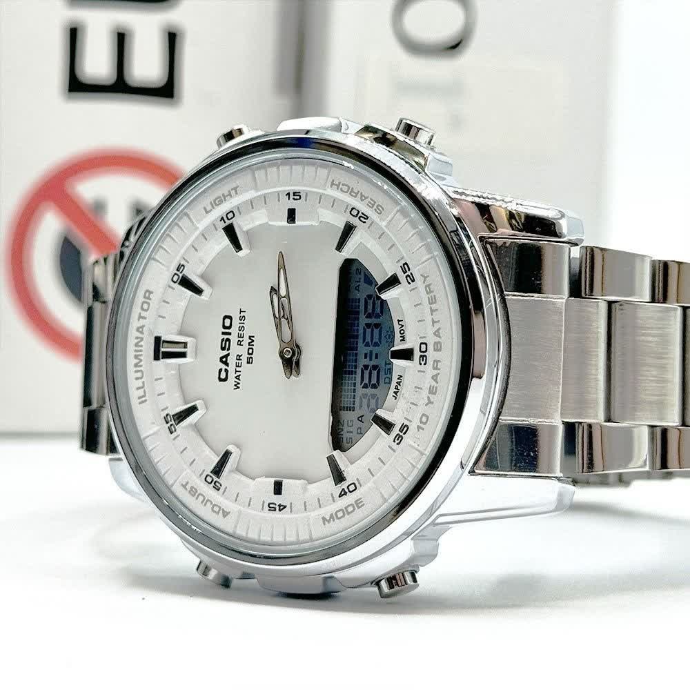 ساعت مچی عقربه ای و دیجیتال کاسیو CASIO صفحه سفید