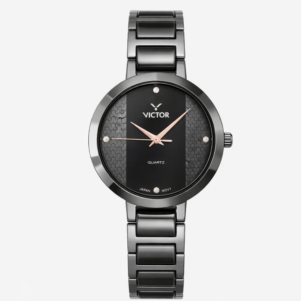ساعت مچی ارجینال زنانه ویکتور VICTOR ژاپنی فول بلک