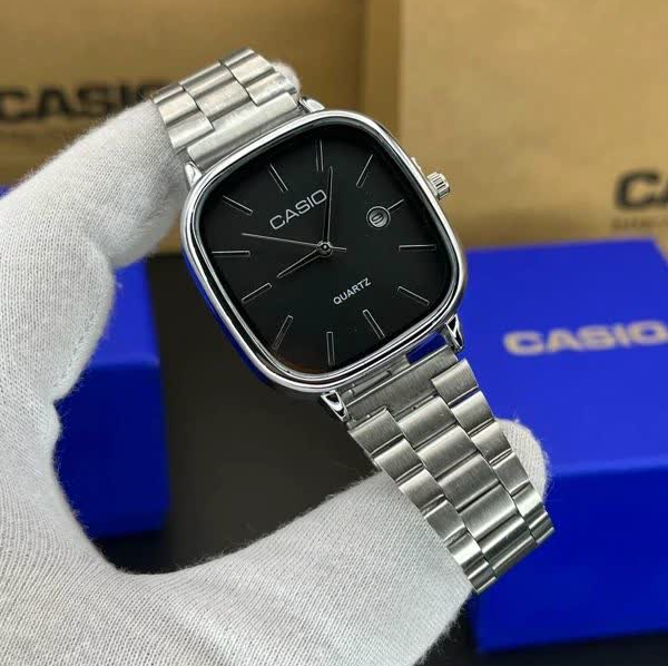 ساعت مچی مردانه کاسیو اولدمانی CASIO ژاپنی صفحه مشکی + جعبه