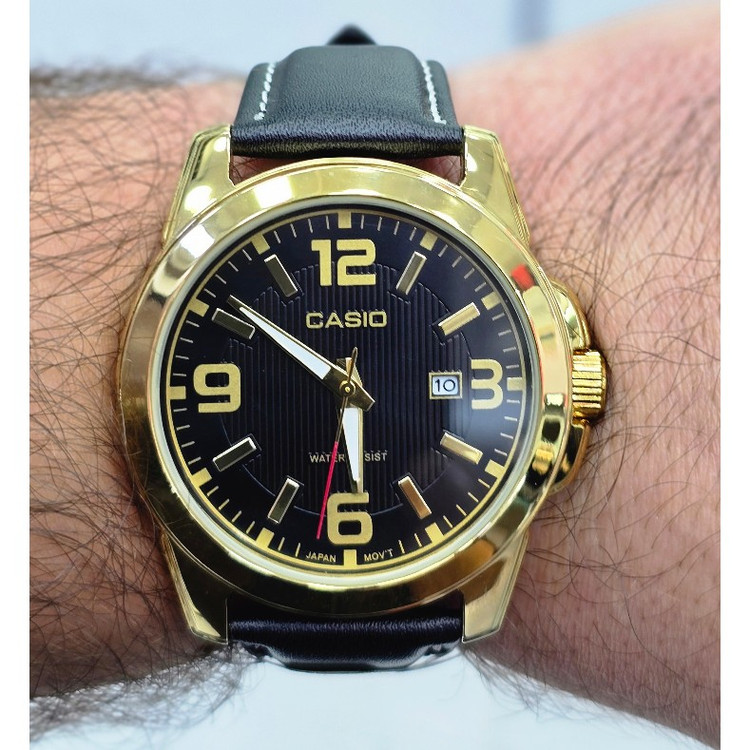 ساعت مچی مردانه کاسیو CASIO بند چرمی مشکی