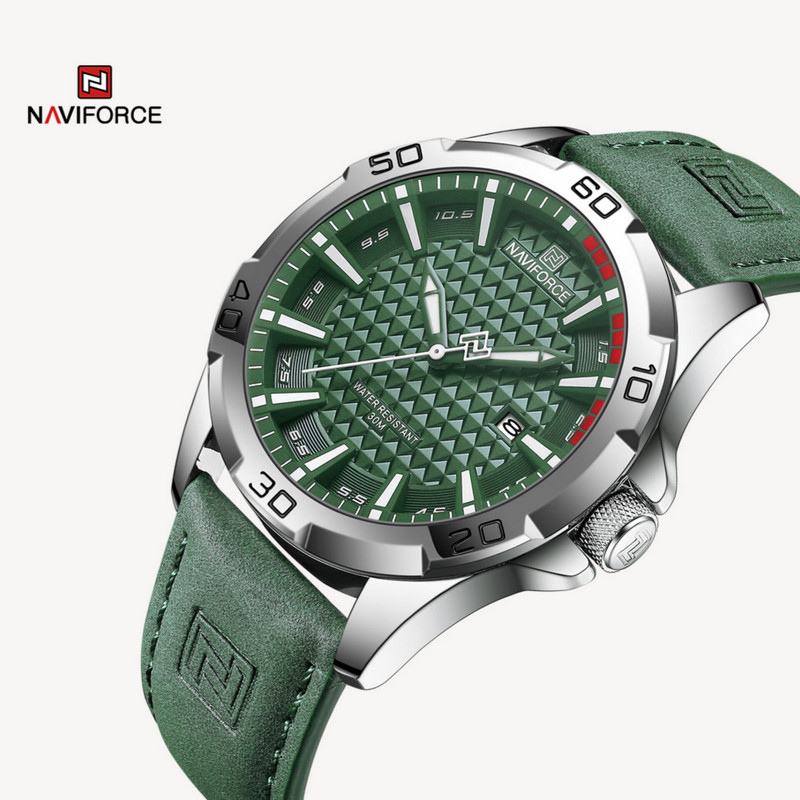 ساعت مچی عقربه ای مردانه نیوی فورس مدل تقویم دار بند جیر کد NF8023-S GN