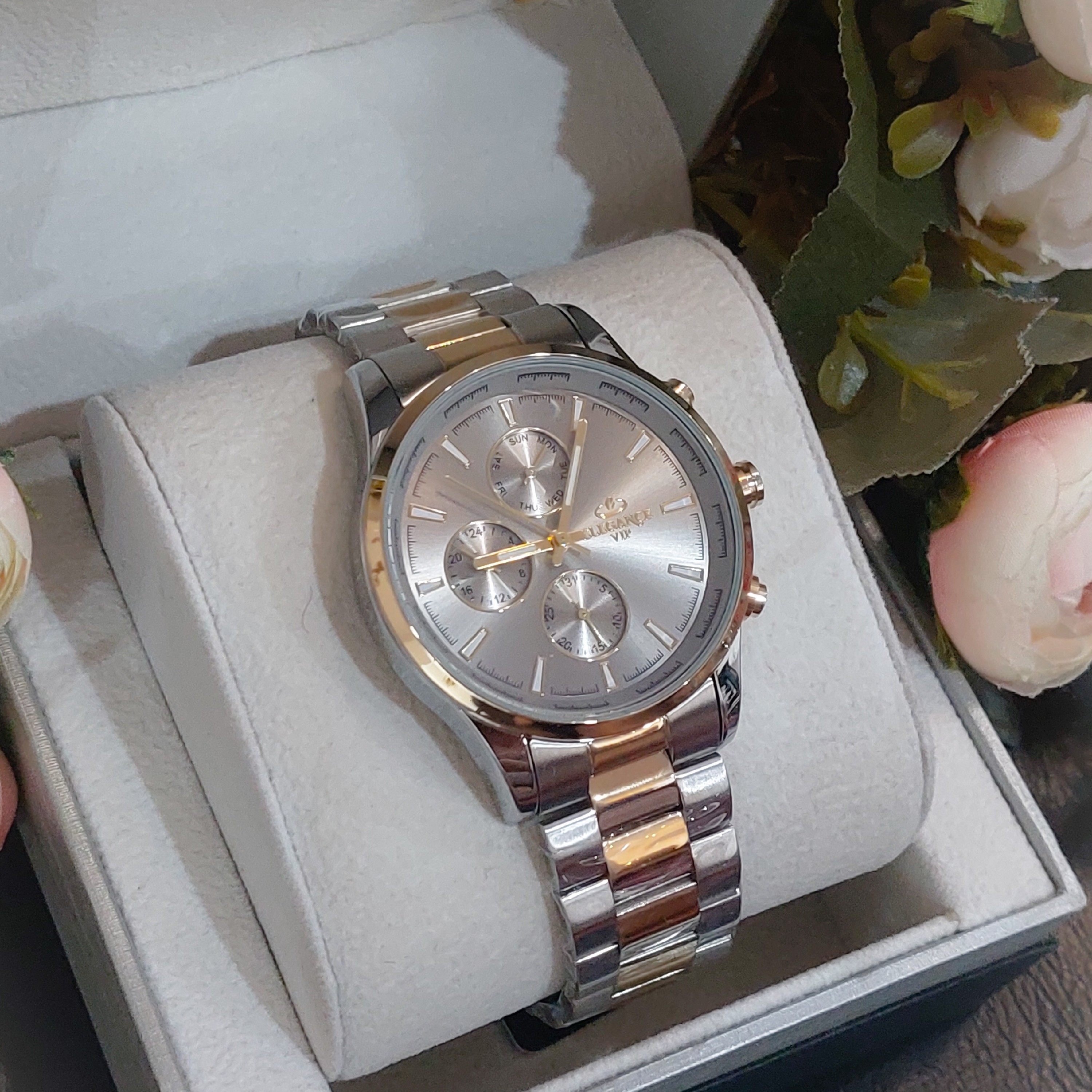 ساعت مچی مردانه الگانس ELEGANCE سه موتور فعال فول تایم مدل MSL751Gژاپن