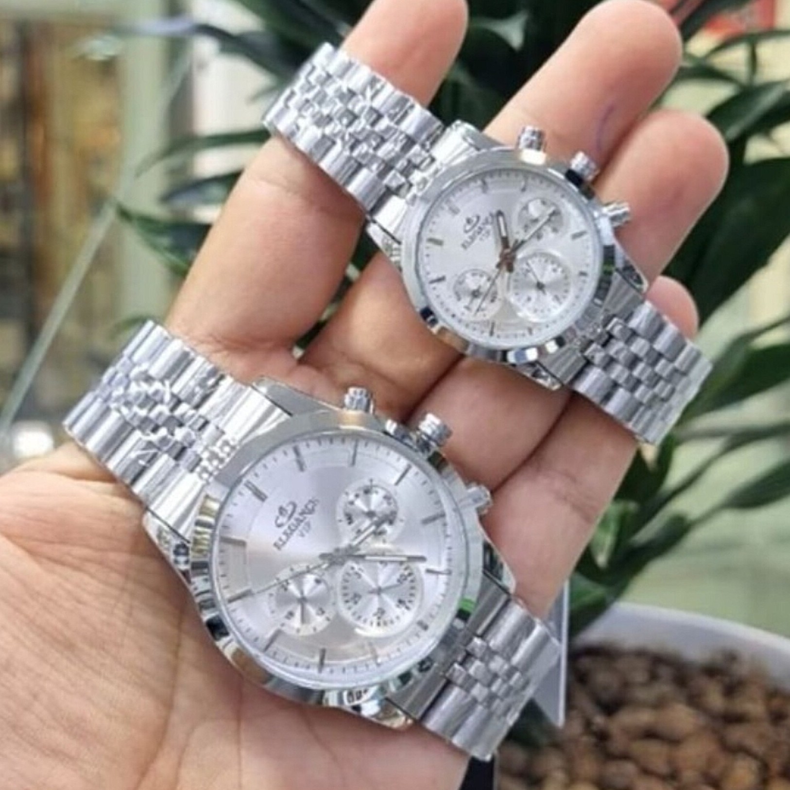 ساعت مچی ست زنانه و مردانه الگانس ELEGANCE سه موتور فعال فول تایم مدل MSL751Gژاپن