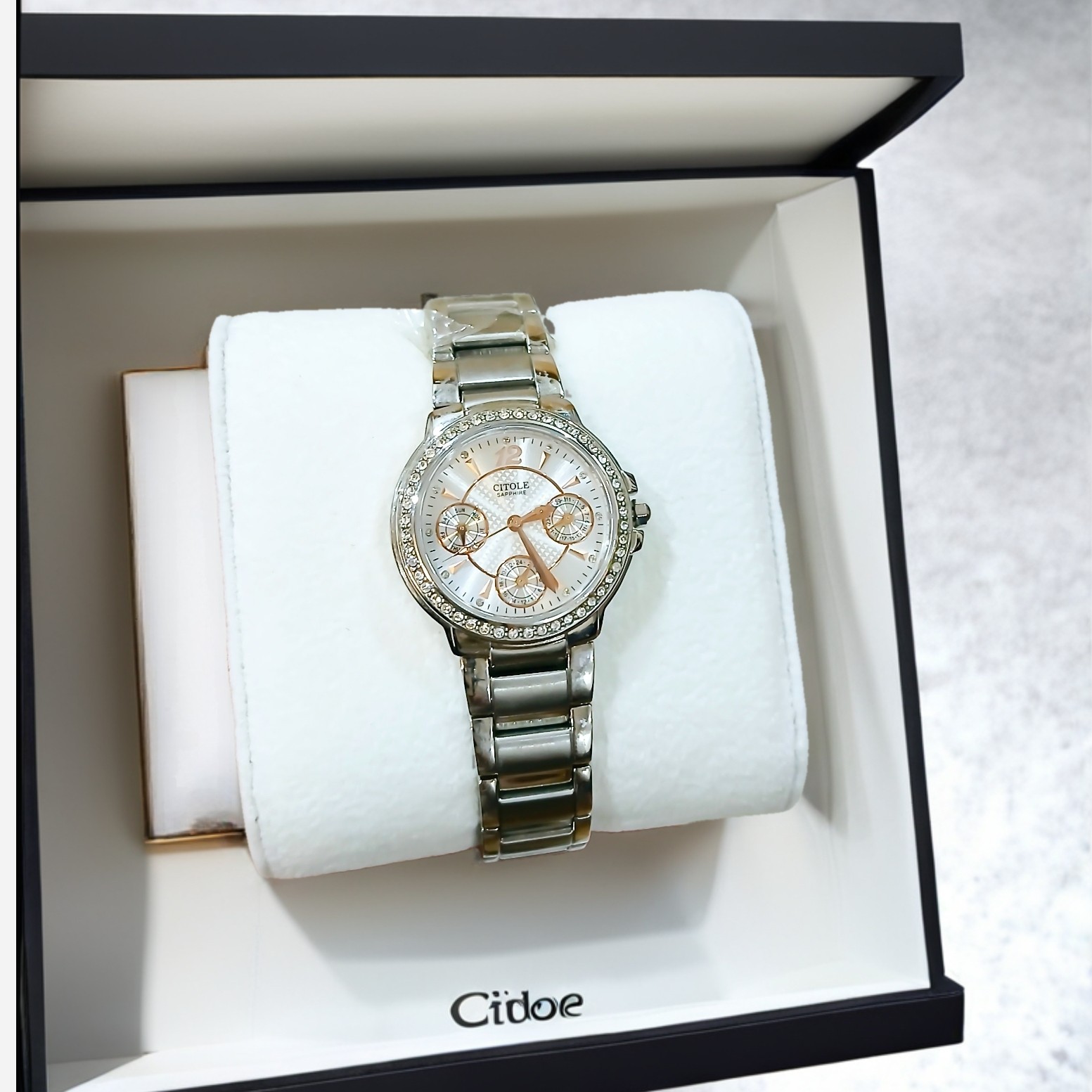 ساعت مچی زنانه اورجینال CITOLE SAPPHIRE JAPAN سه موتوره فعال فول تایم مدل CT5066L ژاپن