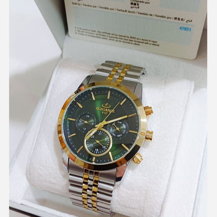 ساعت مچی مردانه الگانس ELEGANCE سه موتور فعال فول تایم مدل MSL752G ژاپن