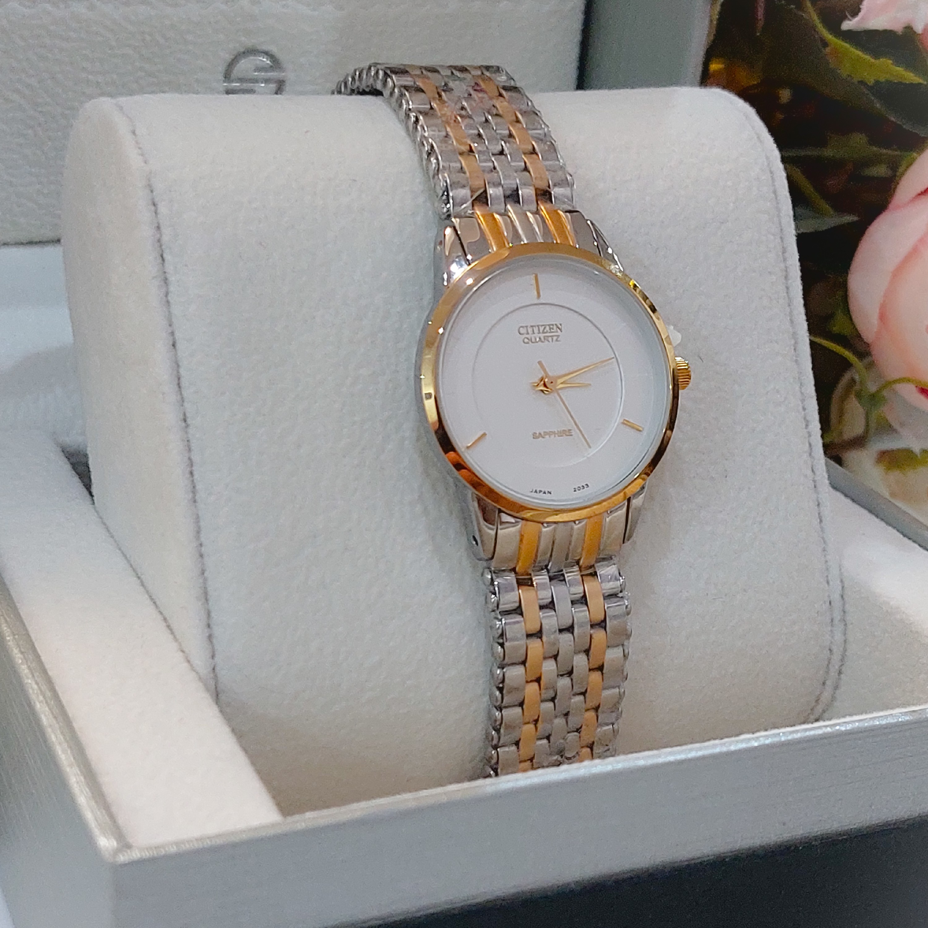 ساعت مچی زنانه سیتیزن سفیر CITIZEN SAPPHIRE ژاپن موتور طلایی مدل 2033L