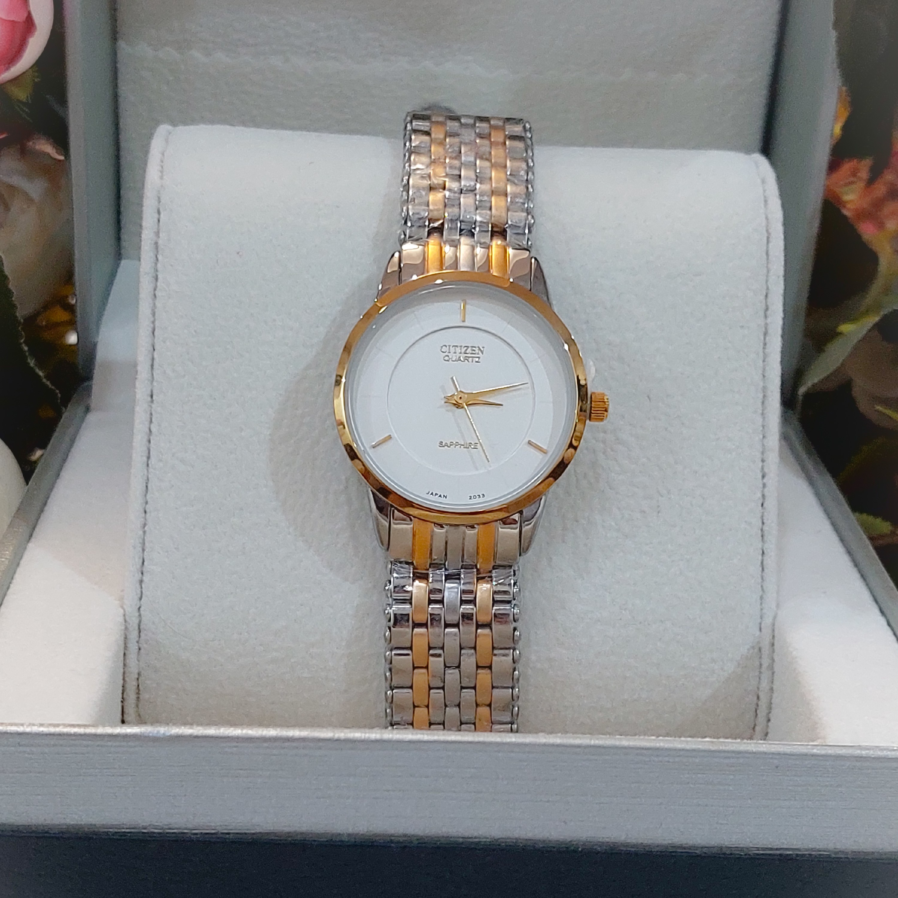 ساعت مچی زنانه سیتیزن سفیر CITIZEN SAPPHIRE ژاپن موتور طلایی مدل 2033L