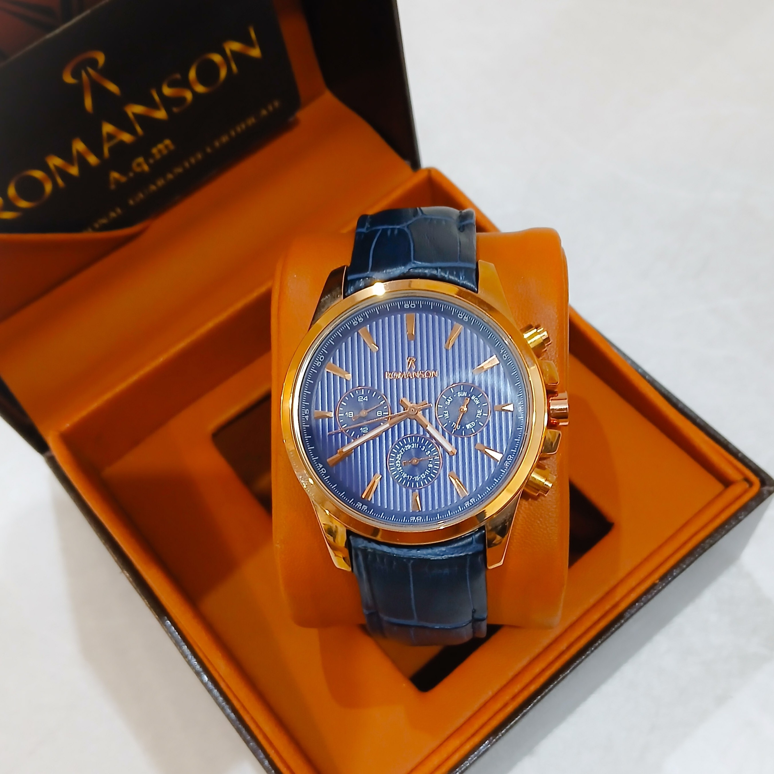ساعت مردانه رومانسون ROMANSON سه موتوره فعال مدل A306 چرم فول تایم موتور ژاپن