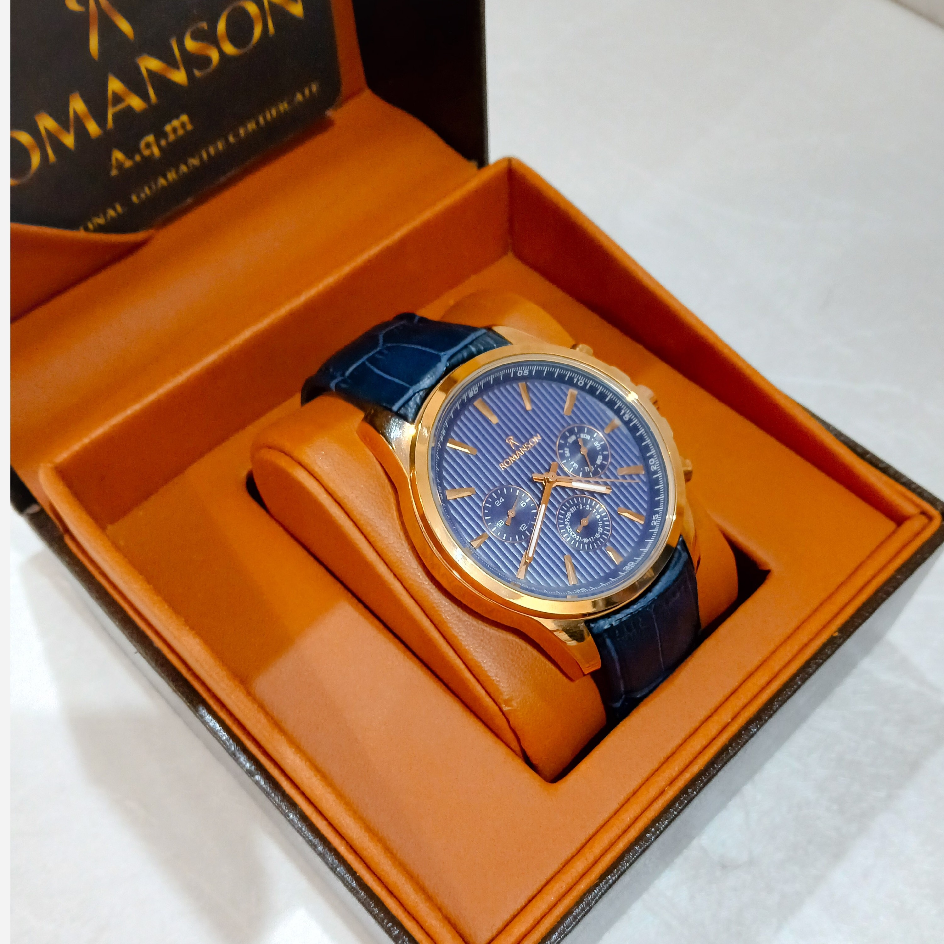 ساعت مردانه رومانسون ROMANSON سه موتوره فعال مدل A306 چرم فول تایم موتور ژاپن