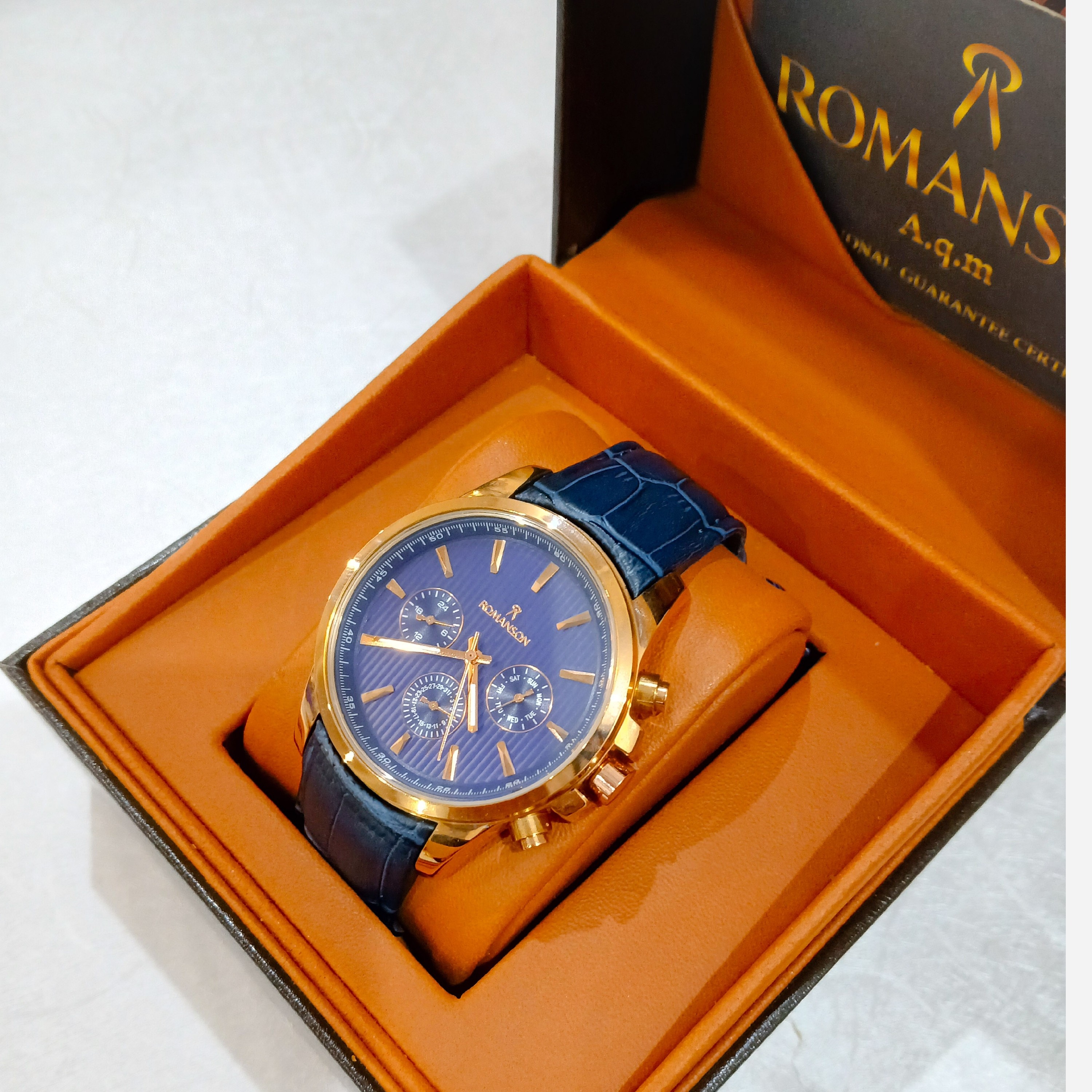 ساعت مردانه رومانسون ROMANSON سه موتوره فعال مدل A306 چرم فول تایم موتور ژاپن