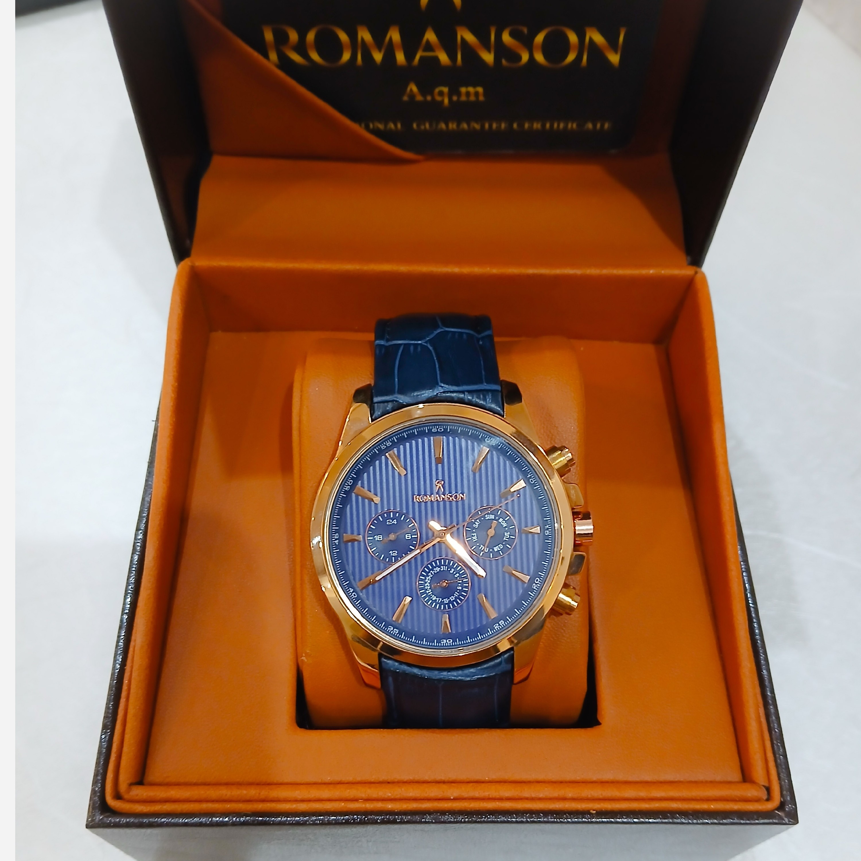 ساعت مردانه رومانسون ROMANSON سه موتوره فعال مدل A306 چرم فول تایم موتور ژاپن