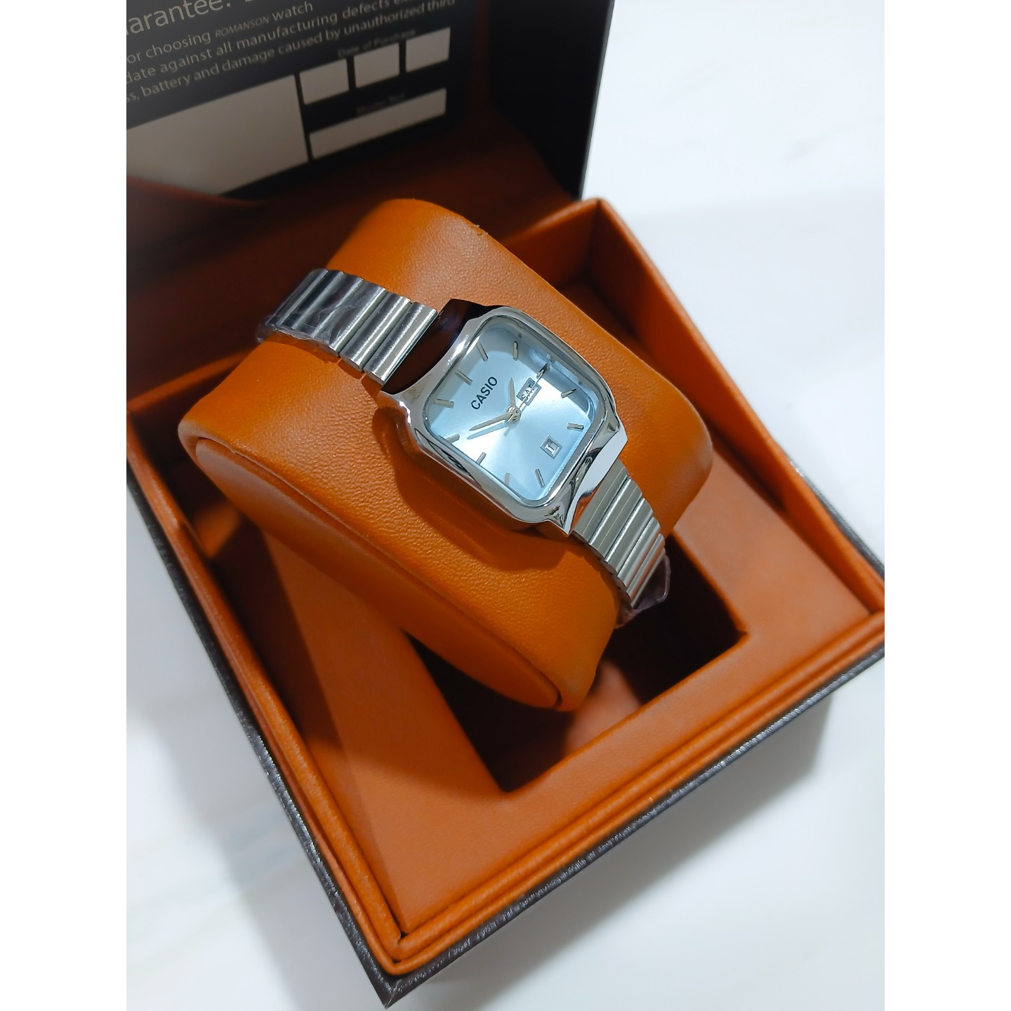 ساعت مچی زنانه کاسیو CASIO موتور با کیفیت مدل A 168 دوتاریخ نقره ای تیفانی