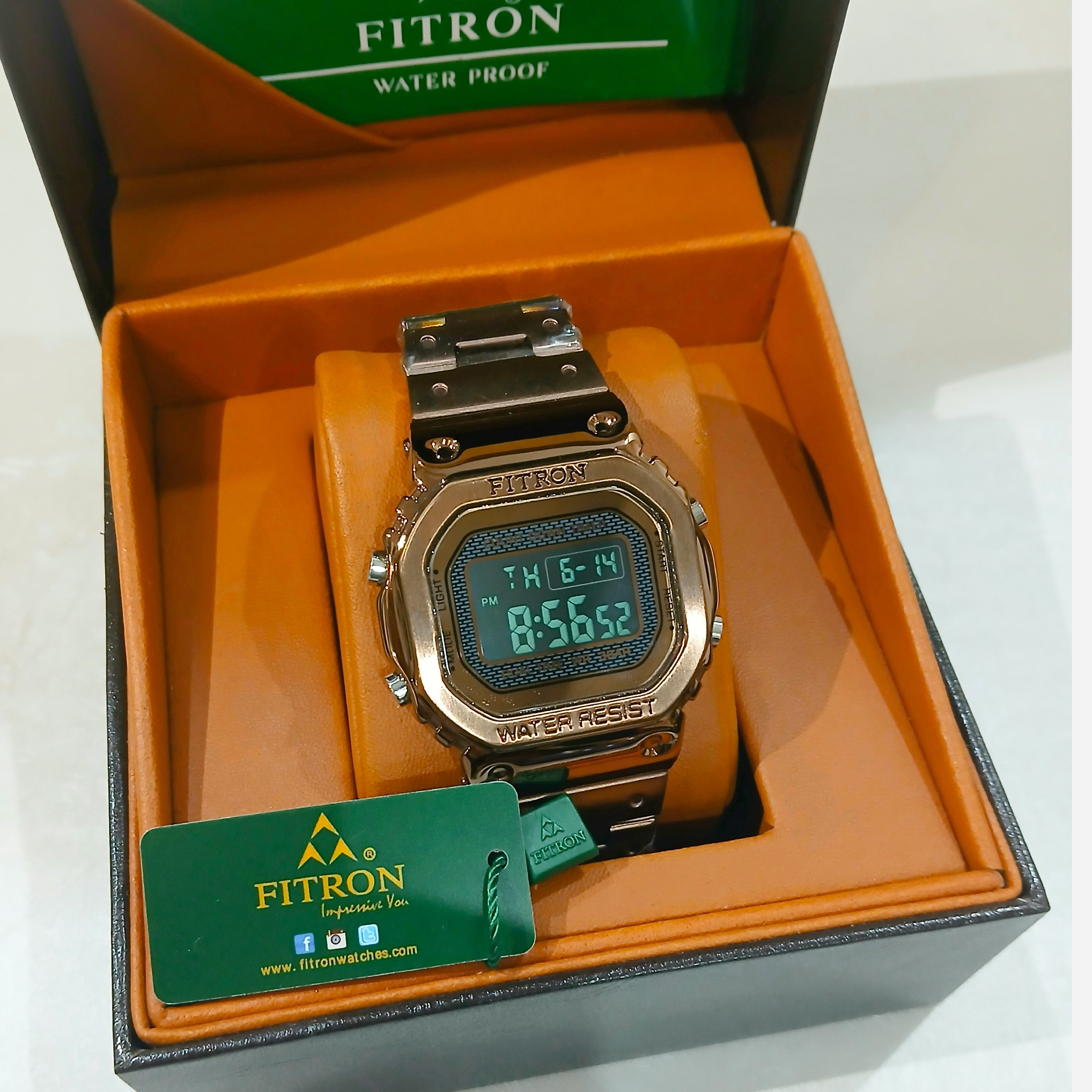 ساعت مردانه FITRON دیجیتالی موتور ژاپن میوتا مدل 9628M قهوه ای
