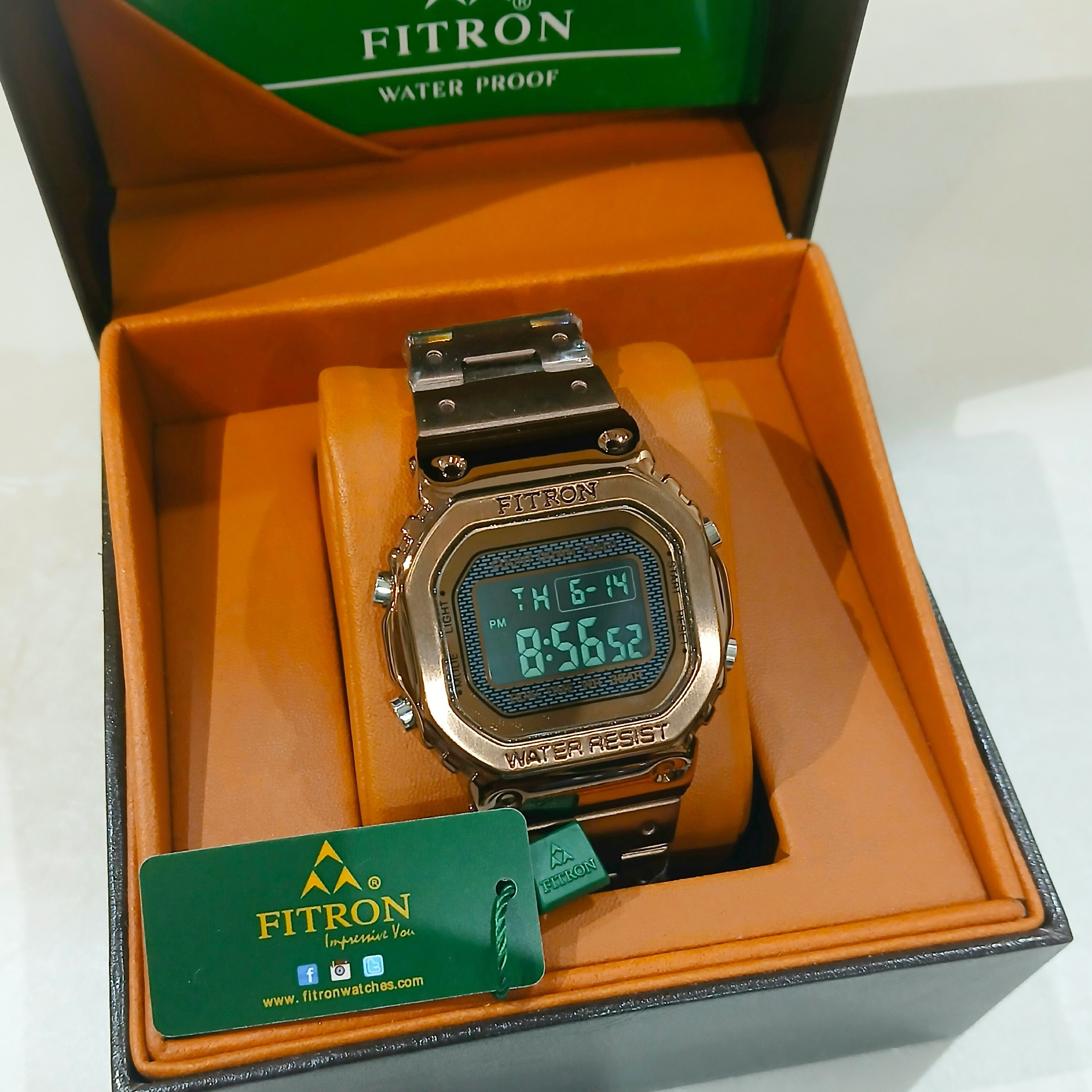 ساعت مردانه FITRON دیجیتالی موتور ژاپن میوتا مدل 9628M قهوه ای