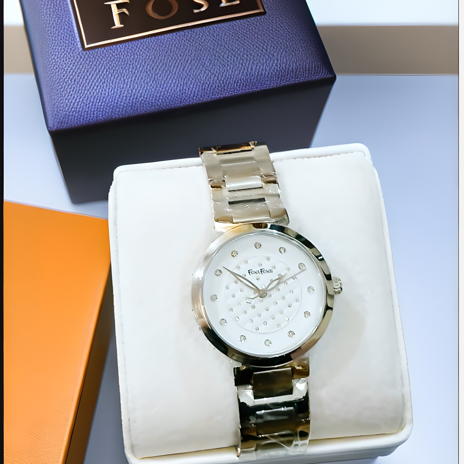 ساعت مچی زنانه  fosol fosell زنانه تمام سرامیک موتور اصل ژاپن  تمام استیل