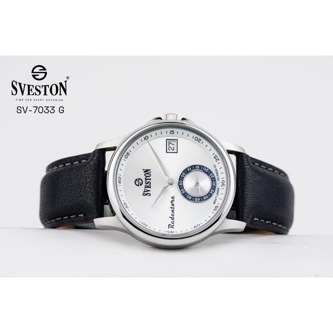 ساعت مچی مردانه SVESTON سویستون مدل SV-7033G1 ژاپن چرم زیر ثانیه شمار
