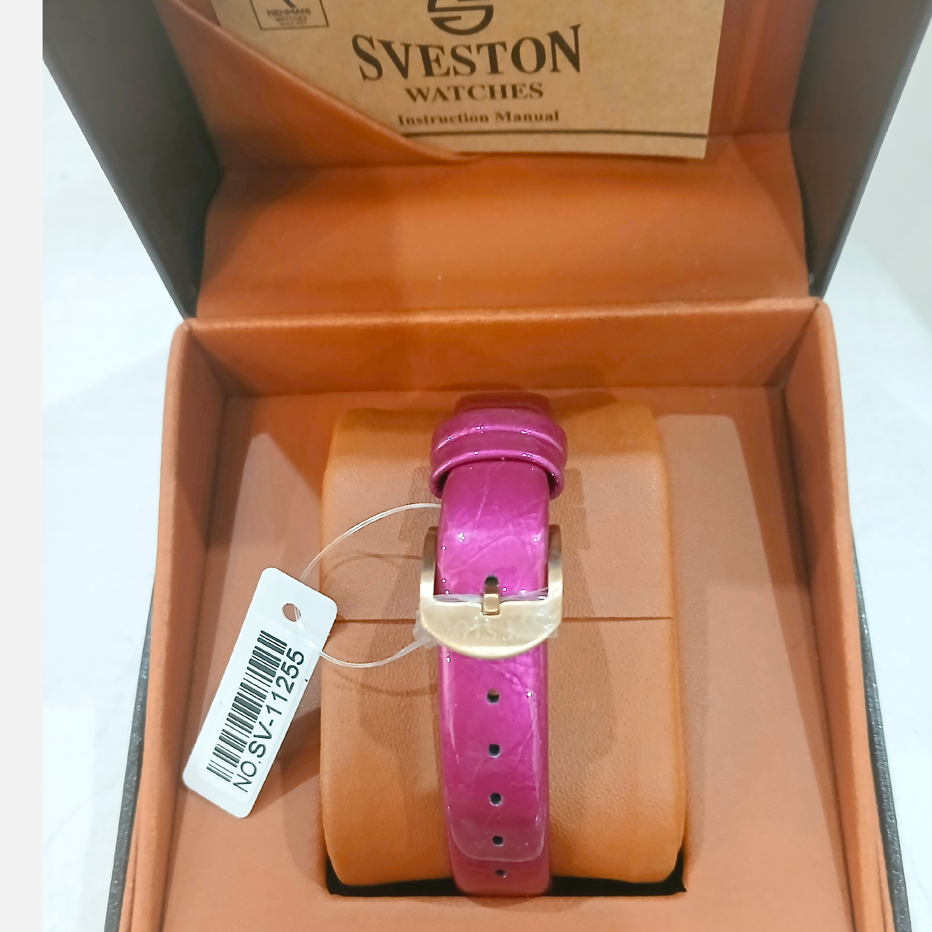 ساعت مچی زنانه SVESTON Mai سویستون دور سرامیک بند چرم موتور میوتا ژاپن مدل SV-11255L