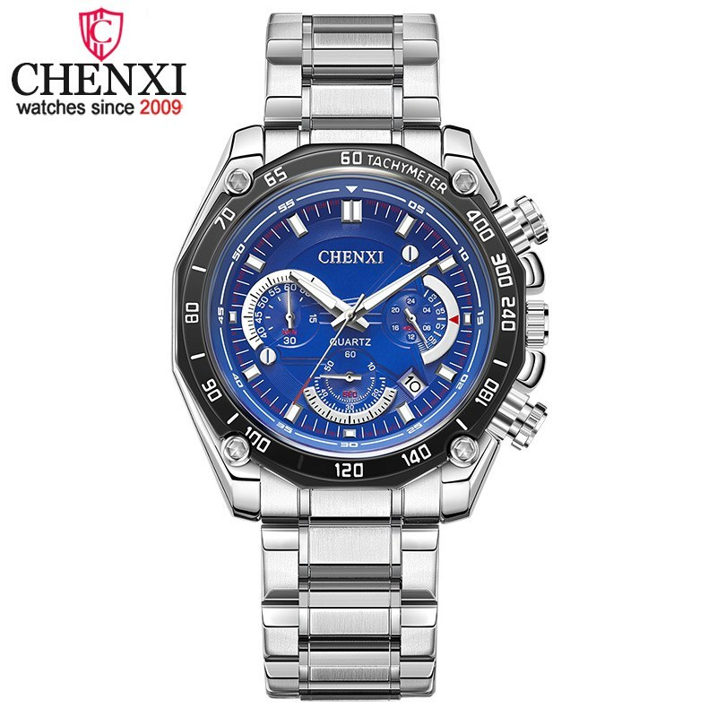 ساعت مچی مردانه چنکسی مدل CHENXI 929 نقره ای آبی