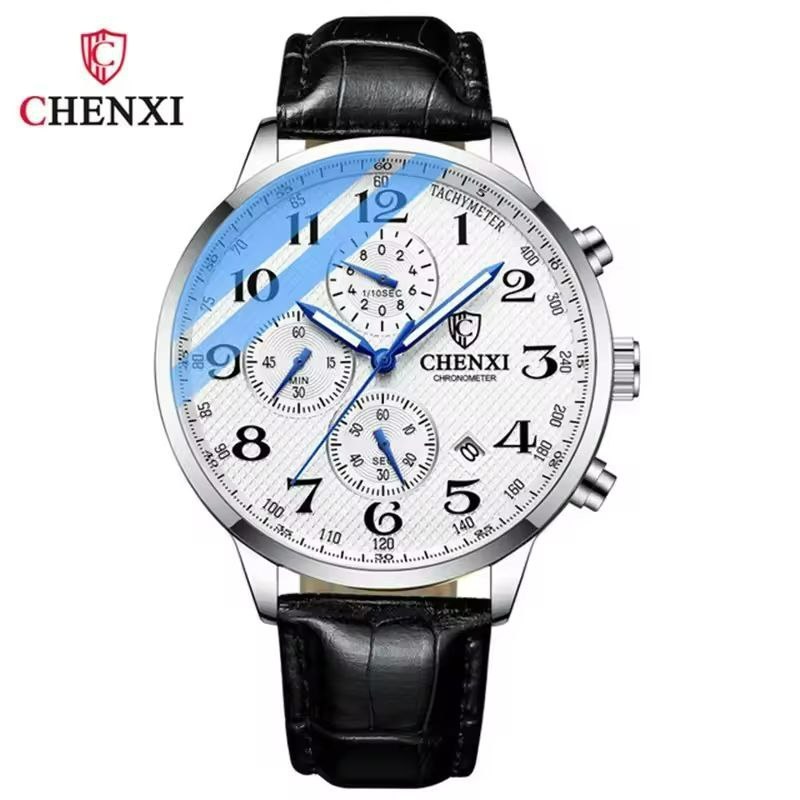 ساعت مچی مردانه چرم چنکسی مدل CHENXI 947 نقره ای