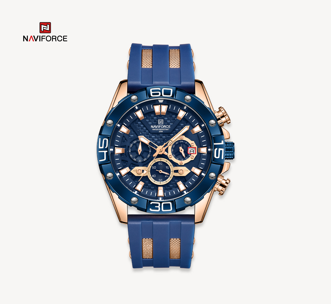 ساعت مچی مردانه نیوی فورس سیلیکونی مدل Naviforce 8019 آبی