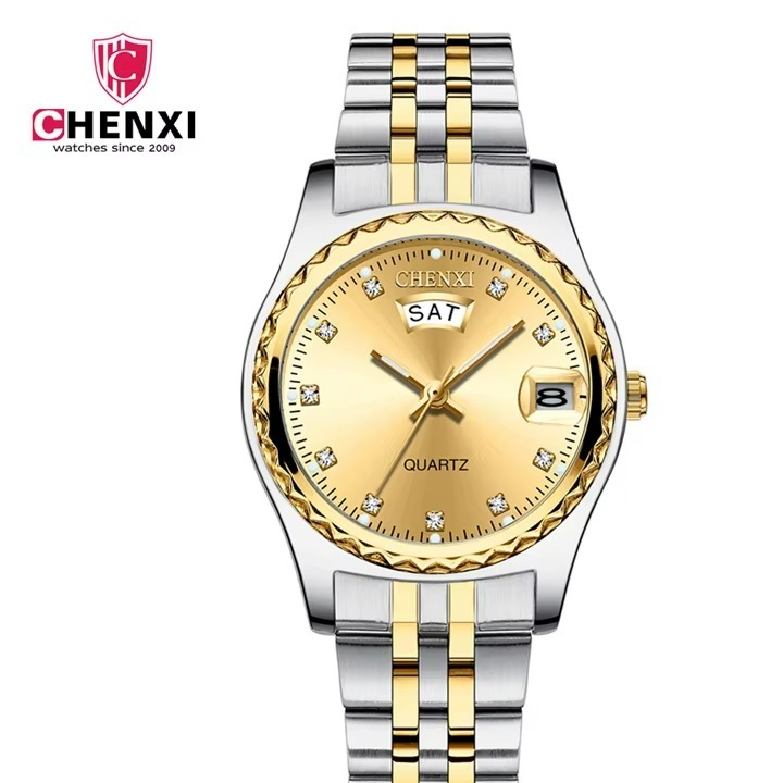 ساعت مچی زنانه چنکسی مدل CHENXI 8204 ترکیبی طلایی