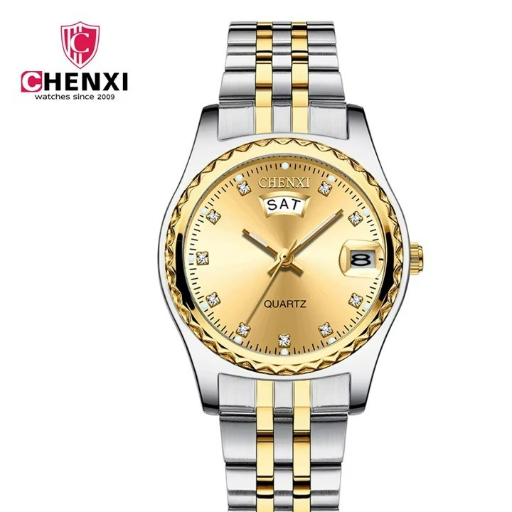 ساعت مچی زنانه چنکسی مدل CHENXI 8204 ترکیبی طلایی